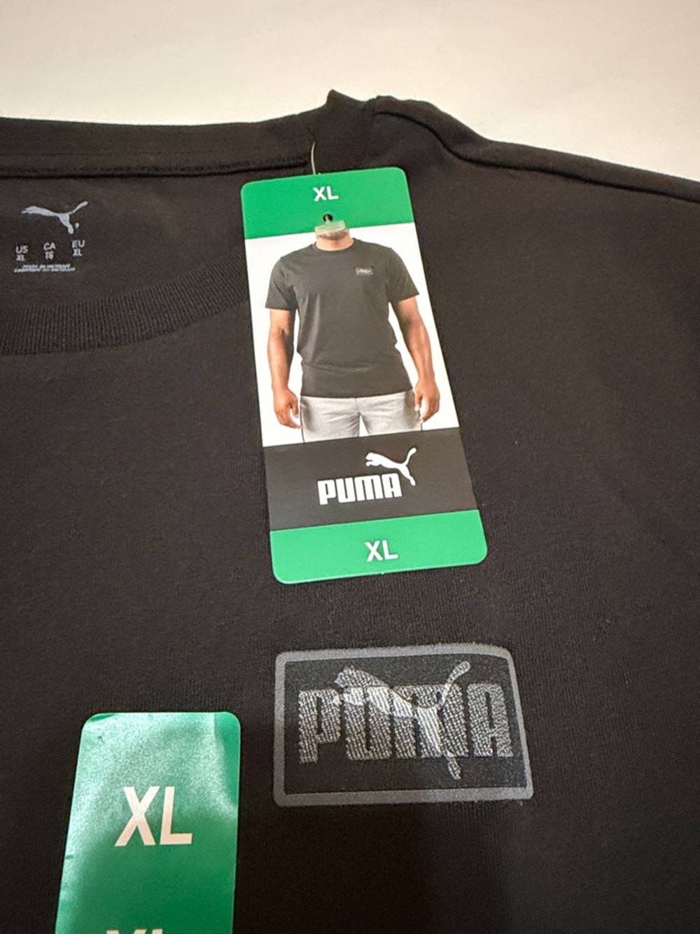 Puma Men's Crew Neck Cotton T-Shirt in Black XL NWT - Picture 3 of 7